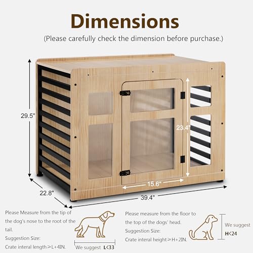 MCombo-Wooden-Dog-Crate-Furniture-Pet-House-End-Table-Solid-Wood-Indoor-Cage-for-Small-Medium-Dogs-1421-Natural MCombo Wooden Dog Crate Furniture Pet House End Table Solid Wood Indoor Cage for Small Medium Dogs 1421 Natural