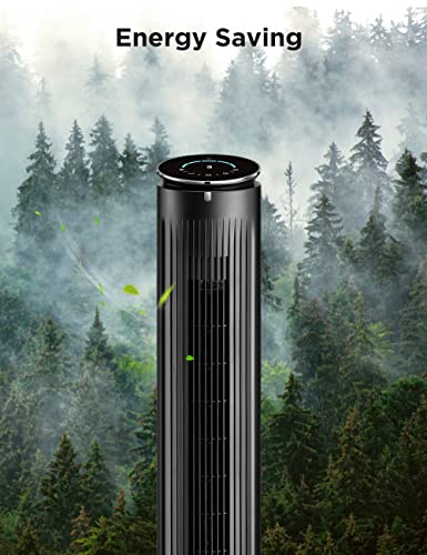 Image of PELONIS 42'' Oscillating Tower Fan with Aromatherapy Diffuser, Remote Control, 5 Speed Settings with 3 Modes LED Display for Bedroom Home Office Use, Black