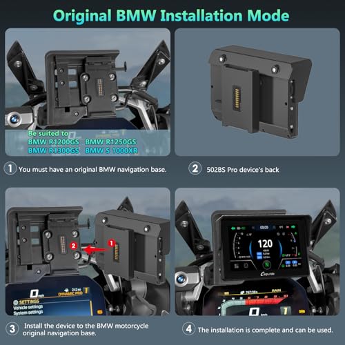 2025 CARPURIDE W502BS PRO for BMW Motorcycle CarPlay & Android Auto Dual Bluetooth, 5" Waterproof GPS Navigation Screen, Data Reading, Native Wonder, TPMS, Light Sensor, Music Sharing, Intercom