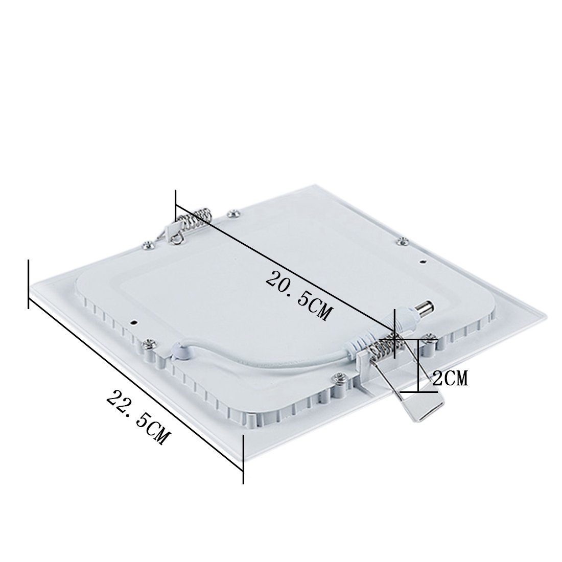 2x Plafón LED Cuadrado, Panel LED 18W 1500lm Lámpara de techo, iluminación interior, luces empotradas 6500K Blanco frío para baño, oficina, pasillo, balcón [Eficiencia energética A+]