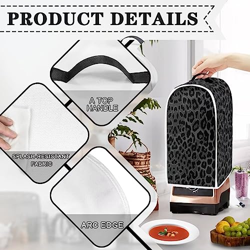 Image of Talayituse Black Leopard Print Blender Dust Cover, Fingerprint Protection Cover for Stand Mixer or Coffee Machine, Home Kitchen Appliance Cover for Stain Dust Resistant Supplies