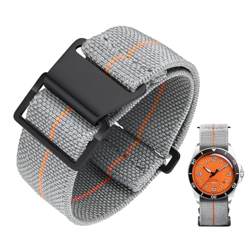 Image of BINLUN Elastic Nylon Watch Band 18mm 20mm 22mm Marine Nationale Fabric Military Parachute Replacement Watch Strap Men Women Silver & Black Buckle - Upgraded Hook-and-Loop Buckle