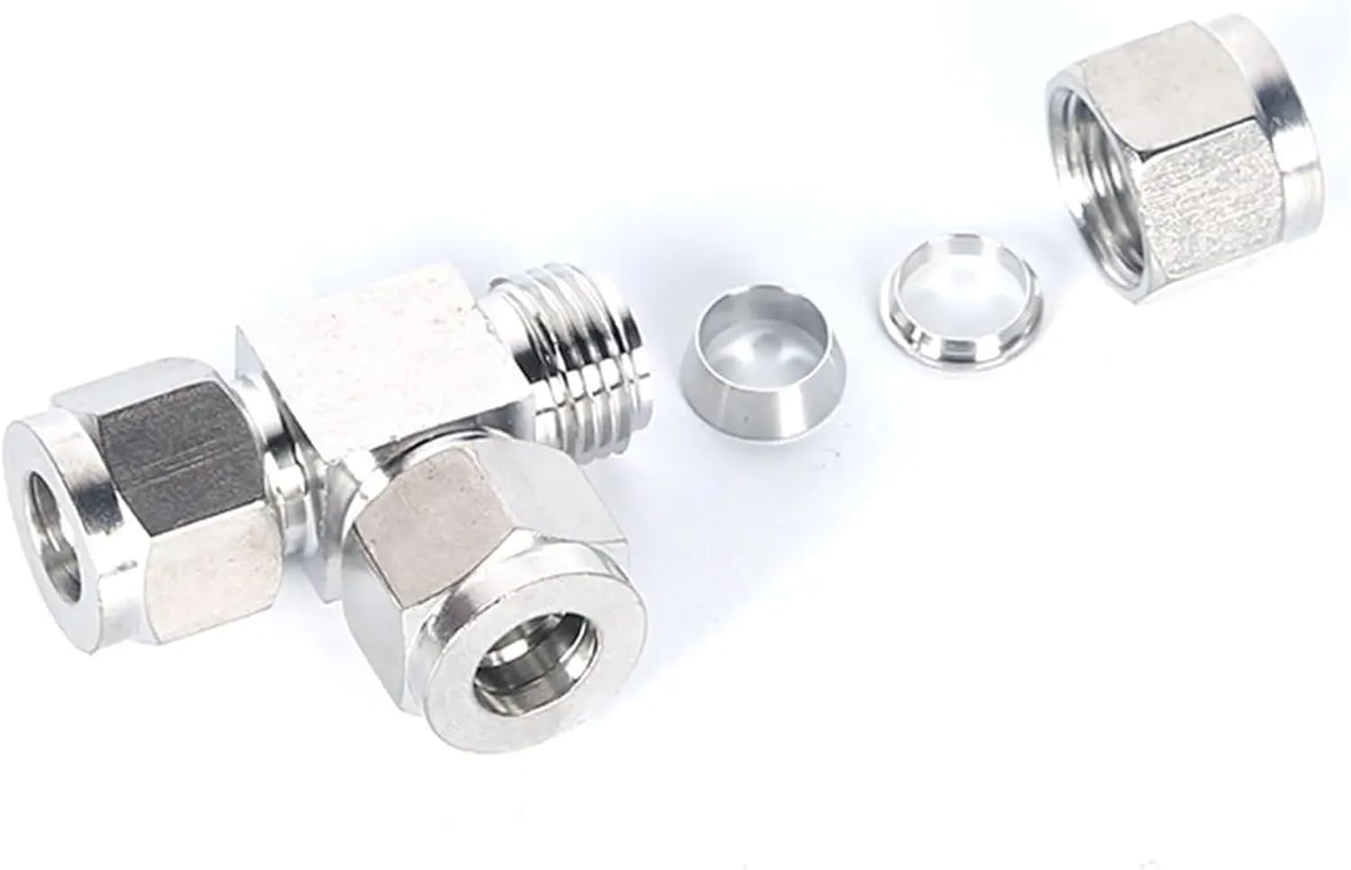 O/D 3-25mm 1/8 1/4 3/8 1/2 304 Stainless Equal Straight Ferrule Pneumatic Air Compression Fitting 2Pcs(20mm)