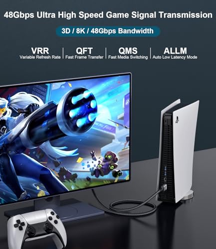Certified 10K 8K HDMI 2.1 Cable 3M, 48Gbps Ultra High Speed HDMI Cable Ethernet CEC 4K 240Hz 200Hz 165Hz 144Hz 120Hz 10K 8K 60Hz ARC eARC Netflix HDCP2.3 HDR10+ PC Laptop RTX5090 TV Monitor Projector - Image 5
