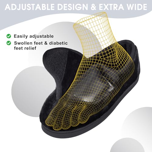 Image of Git-up Women Soft wide Slippers Memory Foam Closed Toed Diabetic Arthritis Edema House Slippers