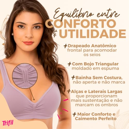 Kit 02 Sutiãs Sem Costura Trifil Daily T-Shirt Microfibra Feminino Adulto | 1 Macadâmia - 1 Mousse |