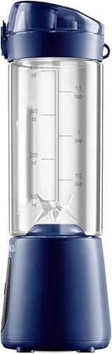 Miniatura 3 de BLENDi Licuadora portátil Pro+ (17.5 onzas, azul marino)  Potente motor de trituración de hielo de 120 W, recargable por USB-C, licuadora personal