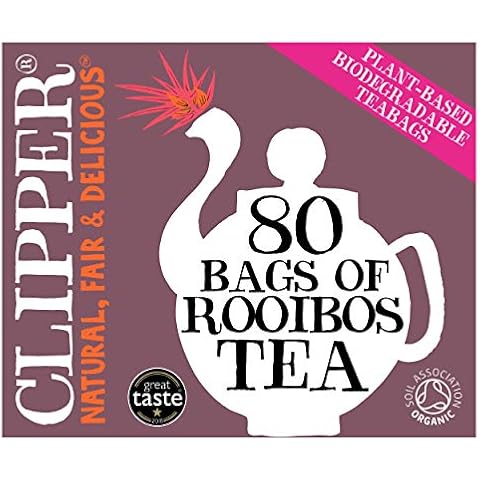 Clipper Organic Redbush Tea Bags | 80 Pure Caffeine Free Rooibos Tea Bags for Home or Office | Eco-Conscious Herbal Tea Bags | Natural, Unbleached, Compostable, Plant-Based & Biodegradable Teabags Cover