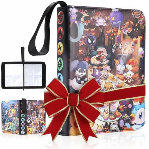 HYSINSE Álbum de recortes, álbum de tarjetas coleccionables, soporte para tarjetas,TCG, para colección de tarjetas, 60páginas, con 480fundas Regalo para Niños Halloween Acción de Gracias Navidad