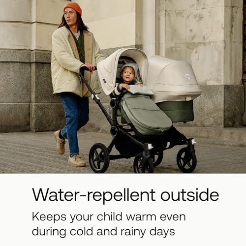 Image of Bugaboo All-Season Footmuff - Weatherproof, Breathable & Water-Repellent Toddler Footmuff with Removable Insert, Reflective Details, Two-Way Zipper, Fits All Bugaboo Strollers - Cocoa Brown | Soft fleece lining, breathable materials, weatherproof protection, two-way zipper, reflective details, Cocoa Brown
