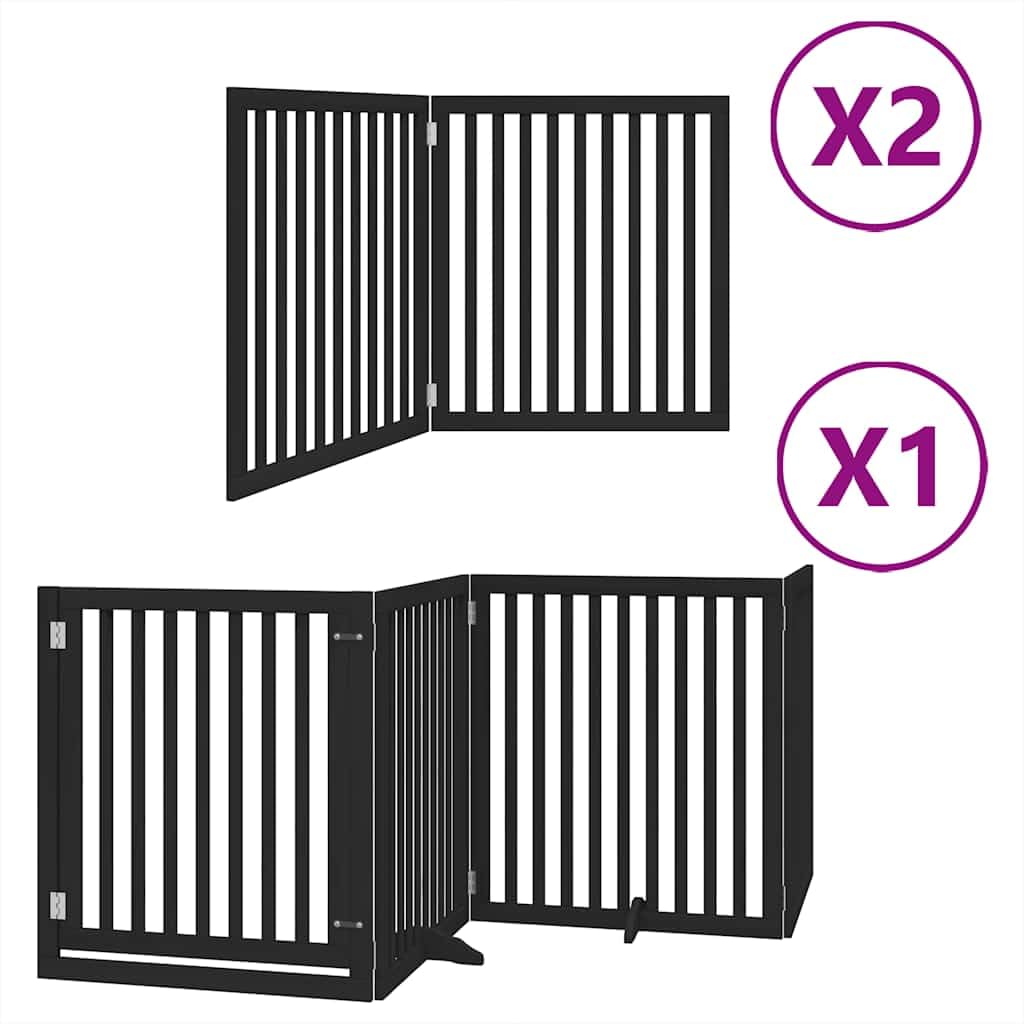 Puerta plegable para perros de 8 piezas con puerta de madera de álamo, rejilla plegable para perros con puerta con cerradura para seguridad de mascotas, puerta para perros sin taladrar