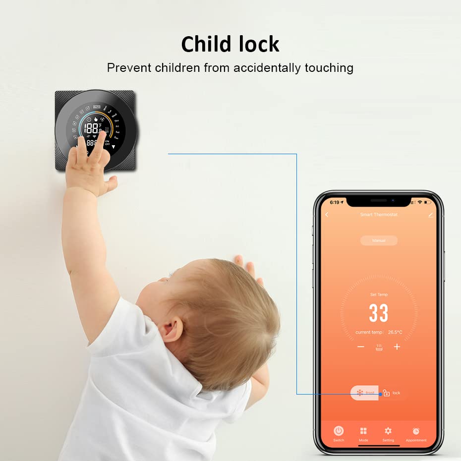 Sensore termometro, WiFi Smart Termostato Controllo della temperatura Elettrico Riscaldamento Acqua/Gas Caldatura LCD Digital Touch Wireless(WiFi WaterGas Boiler)
