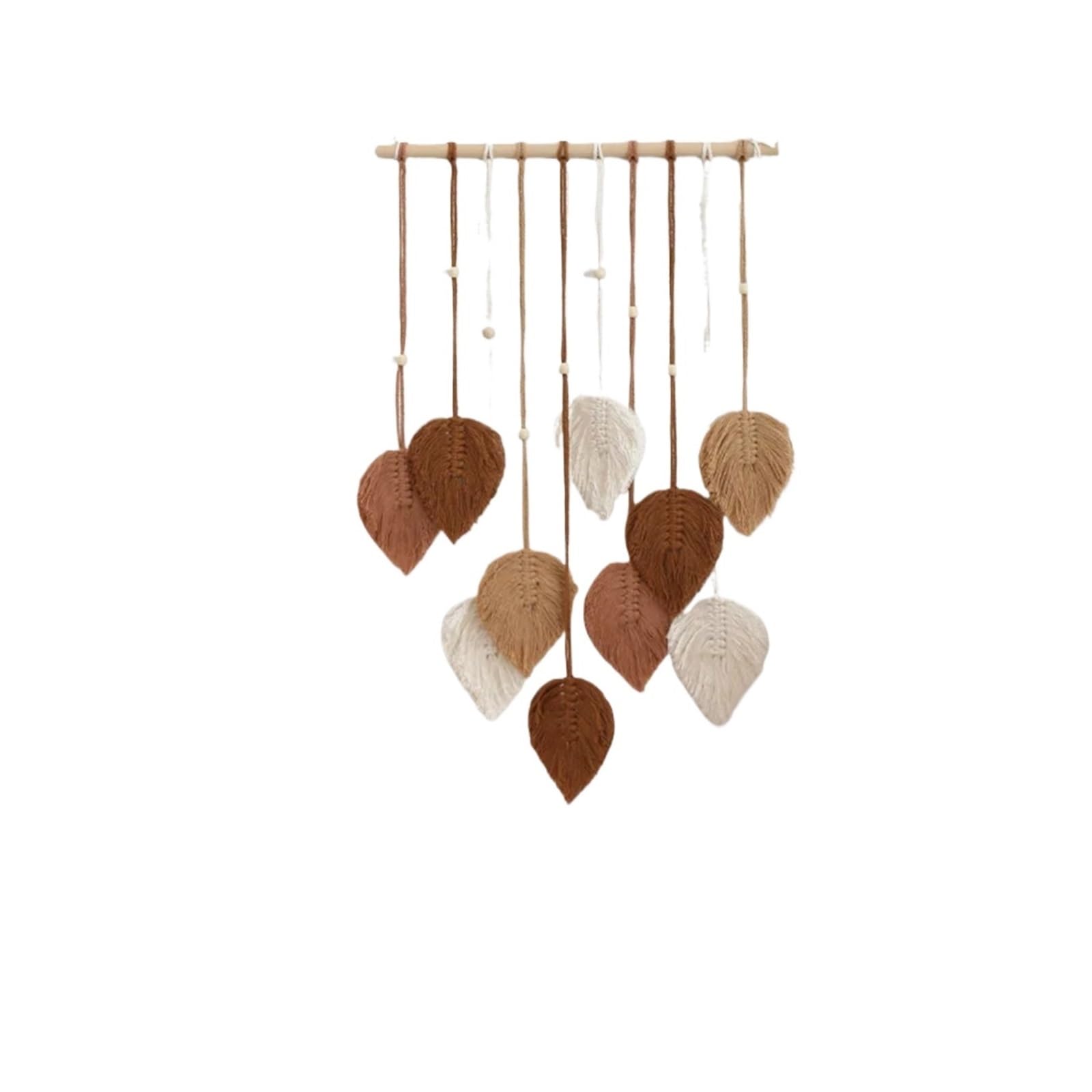 FGUJSUR Tapestry Wall Hanging Handmade Woven Leaf Macrame Hanging Ornament Boho Cotton Rope Walls Decoration For Bedroom Living Room Wall(Brown 40x60cm)