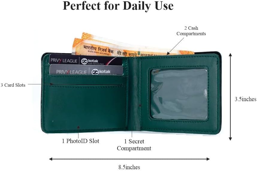 Personalized Customized Mens Leather Wallet - Elevate Style with a Custom Touch - Green Color, Green, Modern