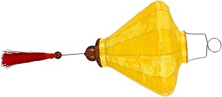 POPETPOP Pantalla De Lámpara De Caída De Agua De Forma Especial Boda Decoraciones del Festival Decoración Colgante Decoraciones De Linterna Redondo Retro Vistoso Paño De Flocado Amarillo