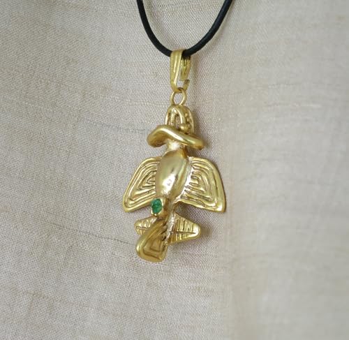 Image of Across The Puddle Colombian Emerald & Multi-Material Options | Quimbaya Flyer Pendant Necklace | Ancient Alien Golden Jets Collection