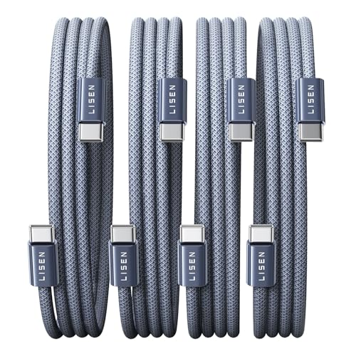 LISEN 60W USB C Kabel, [4er Pack, 0,5M 1M 1M 2M] USB C auf USB C Kabel Set, PD 3.0 Schnellladekabel USB C für iPhone 17 Pro Max,iPhone 16 15,Switch,Galaxy S25,Pixel,MacBook,iPad,Mitternachts
