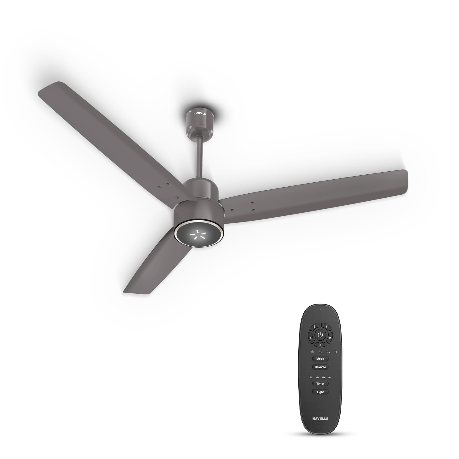 Havells FAB BLDC ULED Ceiling Fan 1200mm, 5 star, LED Speed Indicator, 380 RPM, Up to 65% Savings,Reverse Rotation,4 Speed Modes,Low Wattage 30W, Low Noise,Air Flow:225 CMM, 3 Year Warranty,Stone Grey