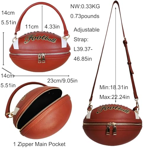 Women Football Shaped Crossbody Shoulder Bag Rugby Clutch Handbag Unique Novelty Football Purse4