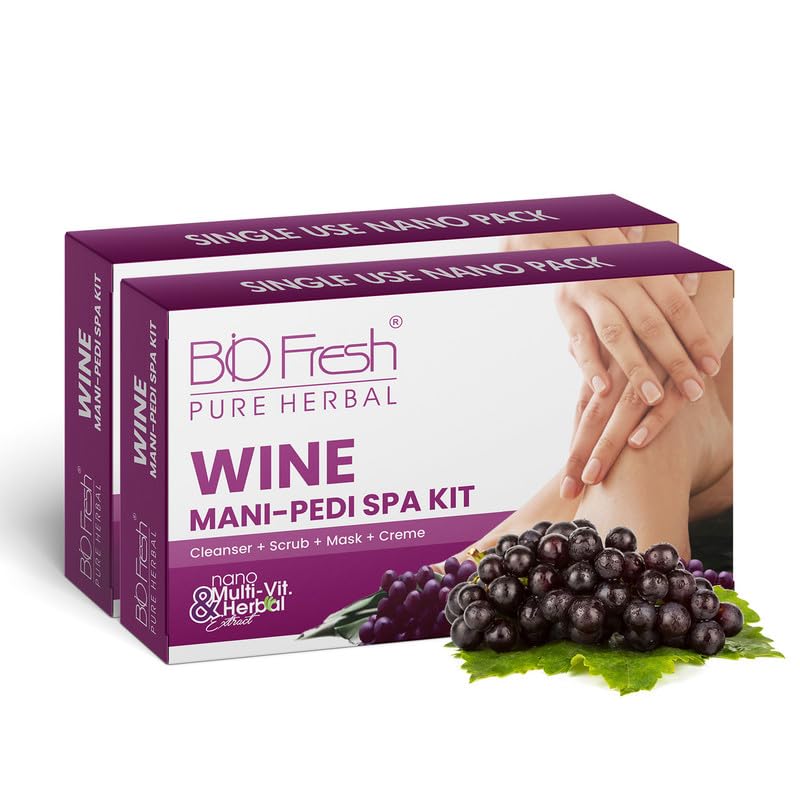 BIOFRESH Wine & Rose Manicure Pedicure Spa Kit Set – Hands & Foot Care Pampering Spa Pack One Step Manicure/Pedicure Foot Mask Combo Set
