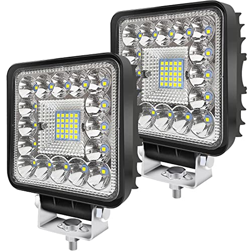 Image of LED Tractor Work Lights, 4 Inch LED Spot Lights LED Pods for Trucks Boat Trailer ATV UTV SUV RV OTR, 120W 10000lm 12V 24V Square Off Road Light Bars