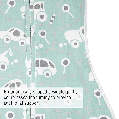 Image of Woombie Grow with Me Baby Swaddle , Convertible Swaddle Fits 0-9 Months, Expands to Wearable Blanket for up to 18 Months, Buzzy Cars