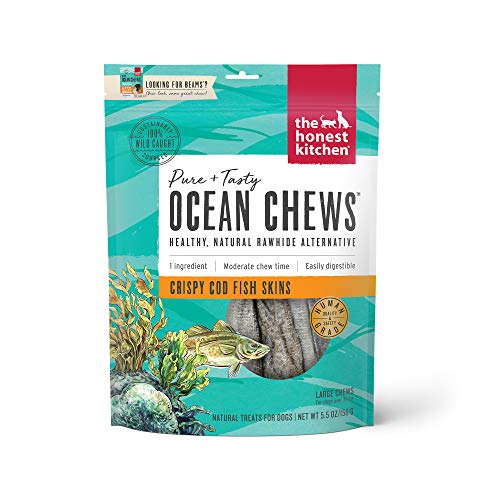 The Honest Kitchen Human Grade Ocean Chews Crispy Cod Fish Skins Dog Treats, 5.5 Ounces