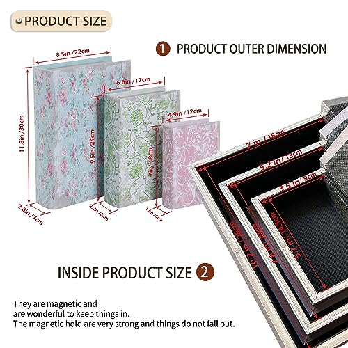 Decorative Storage Book Boxes, Vintage Faux Book Box Set Of 3 With Magnetic Leather Covers - Decorative Storage And Secret Safe For Jewelry, Keepsakes, And Office Supplies #TOP1