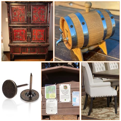 120 Stück Bronze Vintage Stil Flachkopf Polsternägel, Dekorative Möbelnägel, Möbelstifte Dekor Reißzwecken, Antike Reißzwecken für DIY-Projekte, Schmuckkästchen, Sofa, Stuhl, Bett