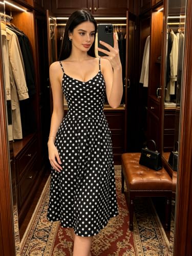 Image of YATHON Casual Dresses for Women Sleeveless Cotton Summer Beach Dress A Line Spaghetti Strap Sundresses with Pockets