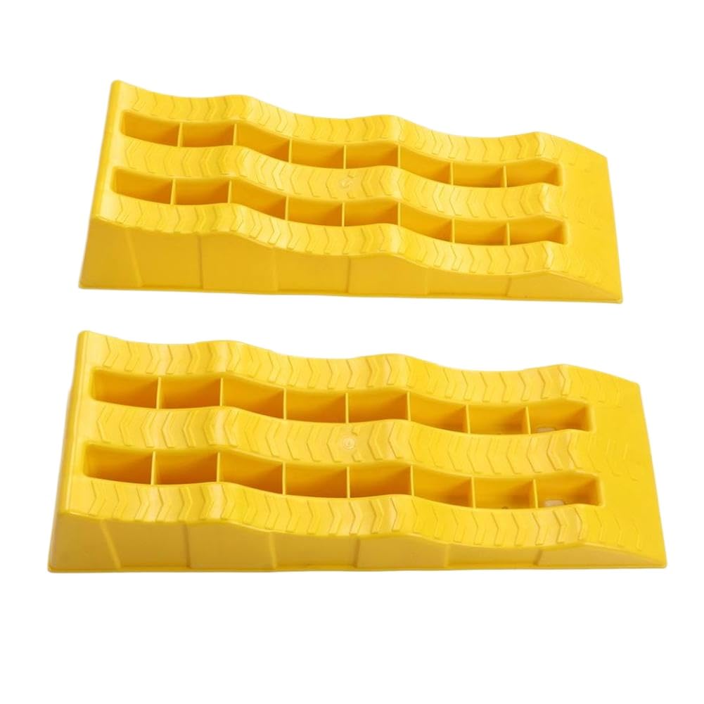 Motorhome Leveling Ramps 3 Stage Yellow RV Trailer Camper Wheel Chocks For Stabilizing Uneven Ground Parking