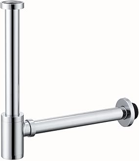 Brass Round Bottle P-Trap 1 1/4, Adjustable Basin Sink Waste Drain Trap Kit, Chrome P Trap