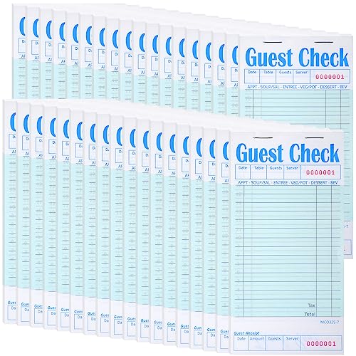 100 Pack Guest Check Book for Servers Bulk, Waitress...