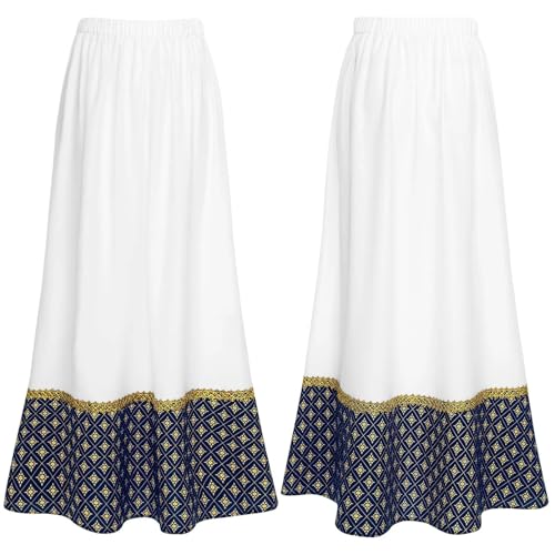 OPIGJUFD Falda de Baile española Faldas de Baile Flamenco for Mujer, con Ribete Dorado y Estampado Floral, for Bodas, Fiestas temáticas Halloween para Rendimiento(Dark Blue,M)