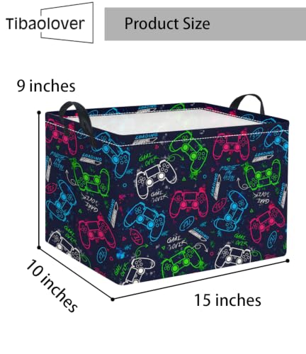 Image of Rectangular Baby Kids Storage Basket for Home Kitchen Girls Cute Toy Storage Bin Organizer Shelf Book Room Decor(Blue Game)