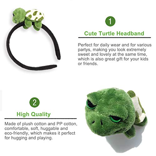 She's Shining Funny 3D Turtle Headband Women Animal Stuffed Plush Hair Hoop for Makeup Washing Face Green - Image 4