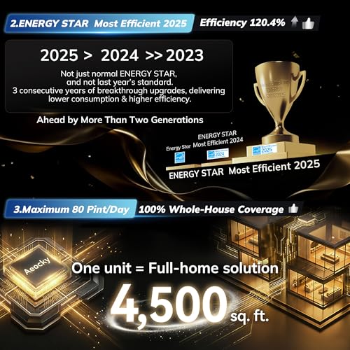 AEOCKY Dehumidifier with Pump Up to 16.5ft Energy Star Most Efficient 2025 - Image 4