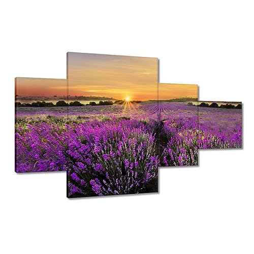 Décoration murale lavande coucher de soleil toile premium