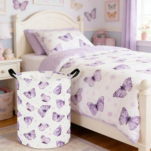 Image of Butterfly Baby Laundry Basket,Nursery Hamper,Kids Dirty Clothes Hamper,Toys Storage Bin Organizer,Girl Room Decor(Cute Butterfly)