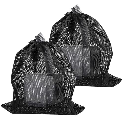 Oycjinxuan 2 Pcs Pond Pump Bag, Large Pump Barrier Bag, Black with Drawstring Pond Pump Filter Bag Mesh Drawstring Bags for Fish Ponds Filter Home Mesh Bags Drawstrings Accessory