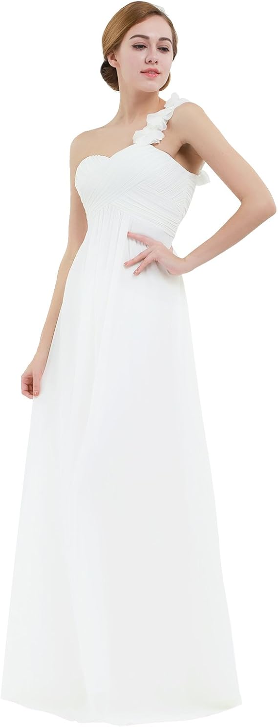 ranrann Chifón Vestido Largo de Boda Fiesta para Mujer Vestido Elegante de  Gasa con Flores Un Hombro Dama de Honor Cóctel Traje de Ceremonia Gala :  Amazon.es: Ropa