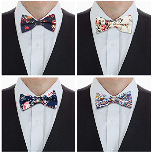 8 Pcs Elegant Floral Pre-Tied Bow Ties Formal Tuxedo Bowtie Set With Adjustable Neck Band,Gift Idea For Men And Boys (8 Pcs) #TOP4