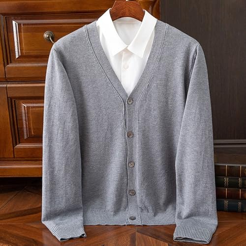 Men's V Neck Casual Lightweight Sweater Cardigan Solid Business Sweater Button Down Open Front Sweaters4