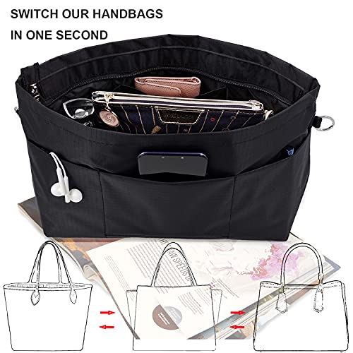 Image of Handbag Tote Purse Organizer Insert, Small, Black