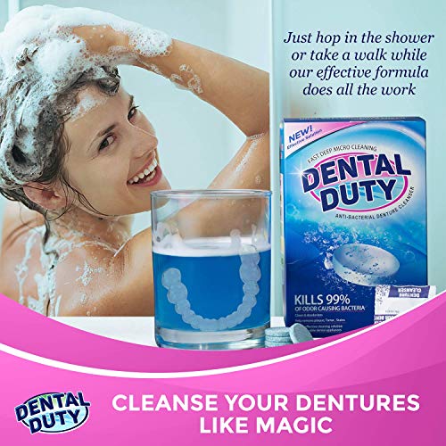 Dental Duty Retainer and Denture Cleaning Tablets -(2 Months Supply)- Cleaner Removes Bad Odor, Plaque, Stains from Dentures, Retainers, Night Guards, Mouth Guards & Dental Appliances. Made in USA.