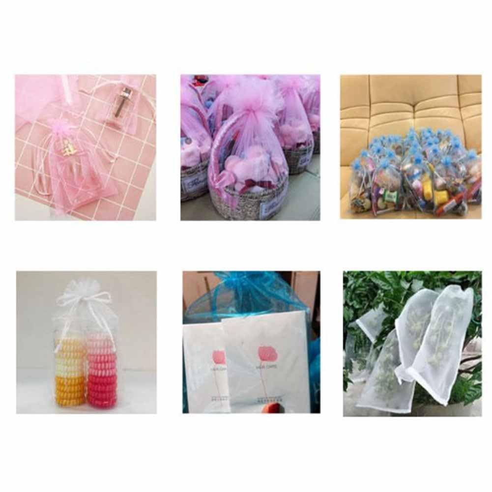 LOOKSGO 50 Sacchetti Regalo In Organza Con Coulisse, 15x20 Cm, Trasparenti E Robusti Per Bomboniere E Gioielli