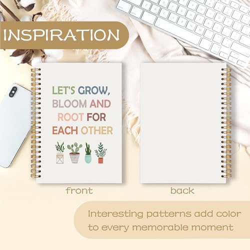 Carnet de notes bohème avec plantes et spirale pour écriture positive