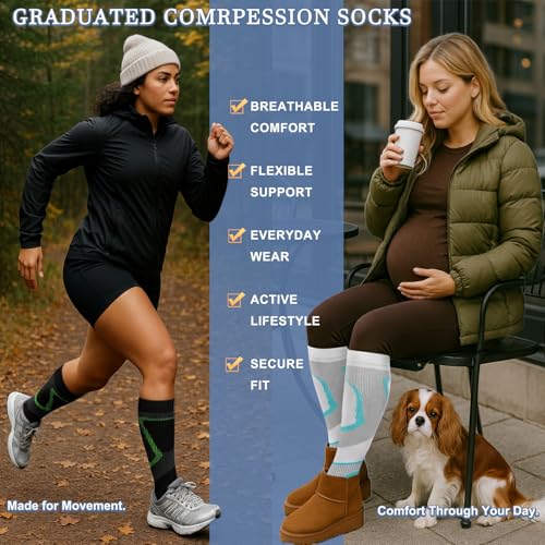 Image of Sooverki Compression Socks for Women and Men Circulation (3 /4 Pairs) is Best Support for Running Athletic Cycling Hiking