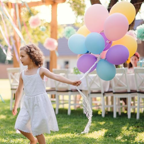 image for RUBFAC 120pcs Pastel Balloons Assorted Colors 12 Inches Multicolor Bal