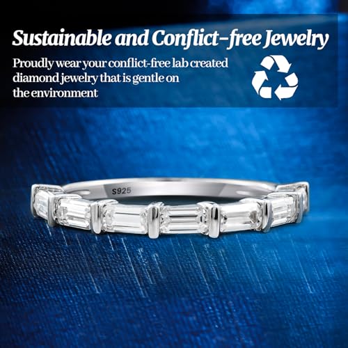 RINEY&KY Moissanite Rings for Women Lab Diamond Wedding Bands D Color VVS1 Clarity 18K White Gold Plated Sterling Silver Non Tarnish Eternity Milgrain Marquise Size 5-10US4